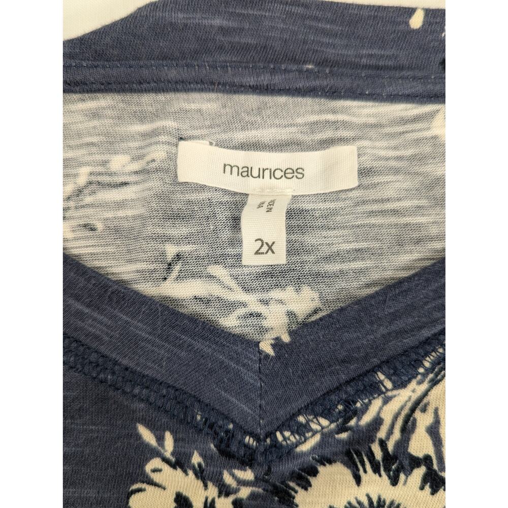 Women's Maurice's Brookside Floral V-Neck Ruffle Sleeve Tee Size 2X - Picture 4 of 6